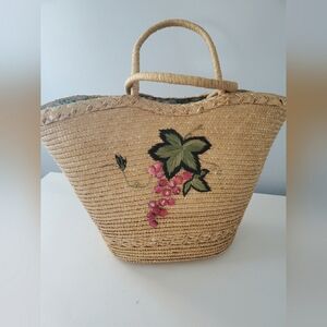 Vintage Straw Purse/Sewing Basket